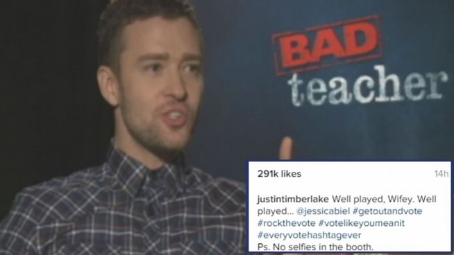 Wahl-Selfie: Jessica Biel veräppelt Justin Timberlake